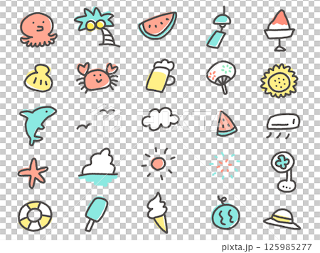 A cute and relaxed summer icon set 125985277
