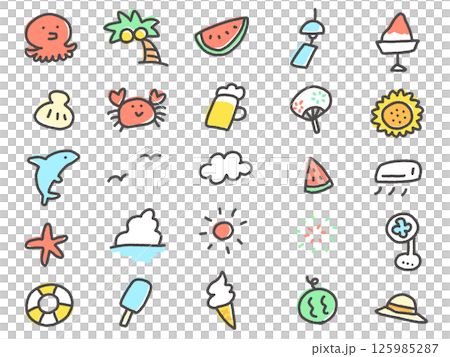 A cute and relaxed summer icon set 125985287