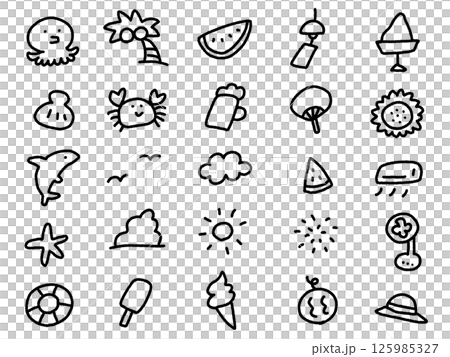 夏季可愛單色圖示集 125985327