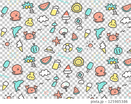 A loose and cute summer image background illustration A loose and cute summer image background illustration 125985386