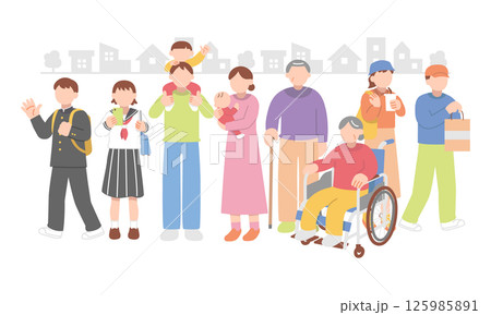 住宅街と住む人々 125985891