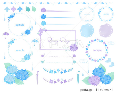 Hydrangea Frame – 水彩風あじさいの梅雨フレーム Hydrangea Frame – 水彩風あじさいの梅雨フレーム 125986071