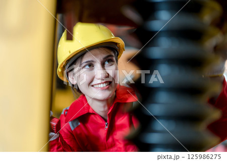 Engineer checking construction process railway and checking work on railroad station Engineer checking construction process railway and checking work on railroad station 125986275