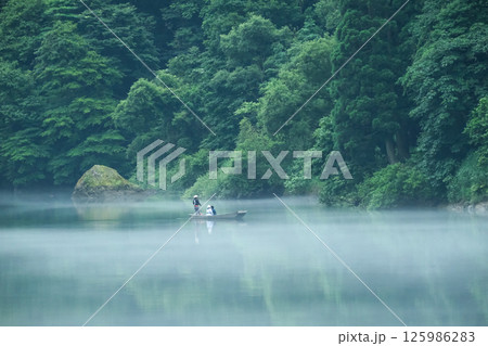 霧幻峡の渡しと朝霧 125986283