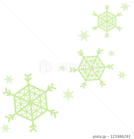 緑のポップなデザインの雪の結晶のイラスト 125986291