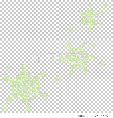 緑のポップなデザインの雪の結晶のイラスト 125986291