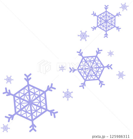 紫のポップなデザインの雪の結晶のイラスト 125986311