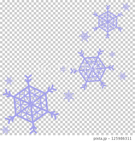 紫のポップなデザインの雪の結晶のイラスト 125986311
