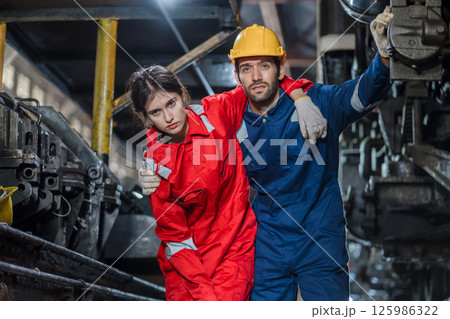 First aid support accident at work of worker at factory.  125986322