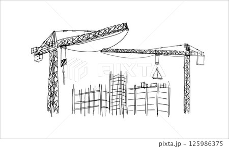 Building crane sketch 125986375