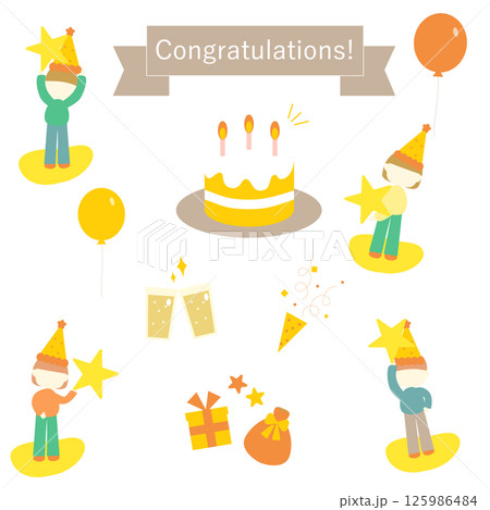 かわいい誕生日のベクターイラストセット 125986484