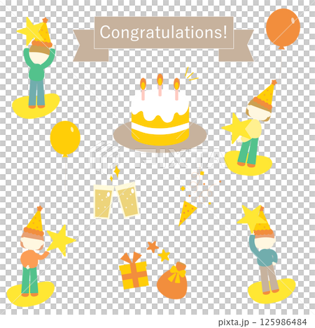 かわいい誕生日のベクターイラストセット 125986484