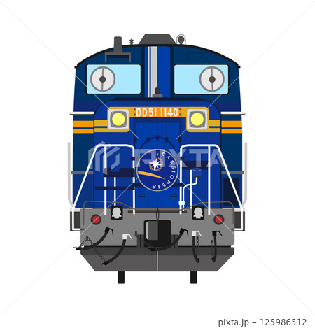 DD51が牽引する寝台特急カシオペアの正面のイラスト DD51が牽引する寝台特急カシオペアの正面のイラスト 125986512