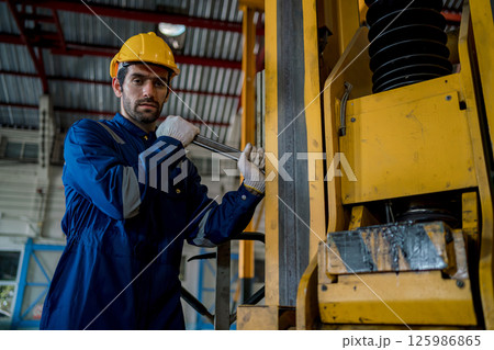 Engineer checking construction process railway and checking work on railroad station Engineer checking construction process railway and checking work on railroad station 125986865