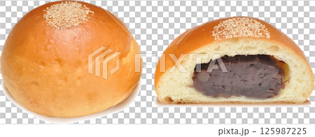 Freshly baked anpan (sweet red bean bun) 125987225
