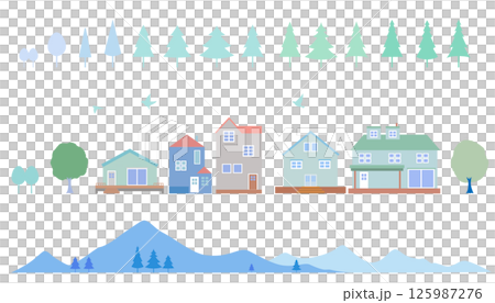 簡單的城市景觀和自然輪廓插圖設置背景插圖 125987276