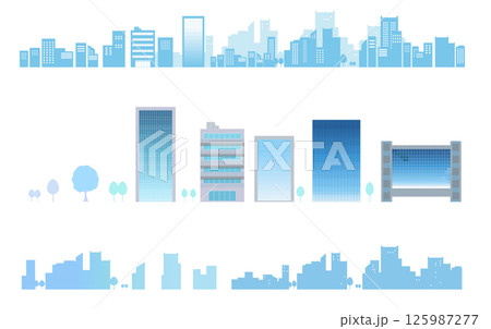 シンプルな街並みのシルエットイラストセット 背景イラスト シンプルな街並みのシルエットイラストセット 背景イラスト 125987277