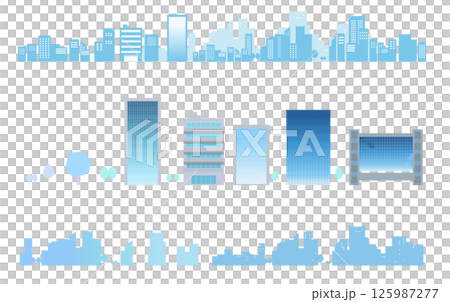 シンプルな街並みのシルエットイラストセット 背景イラスト シンプルな街並みのシルエットイラストセット 背景イラスト 125987277