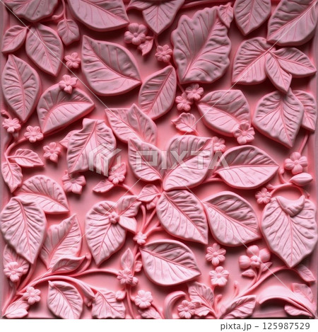 Classical Pink Relief Pattern With Intricate Floral Details Creating Ornate Victorian Design 125987529