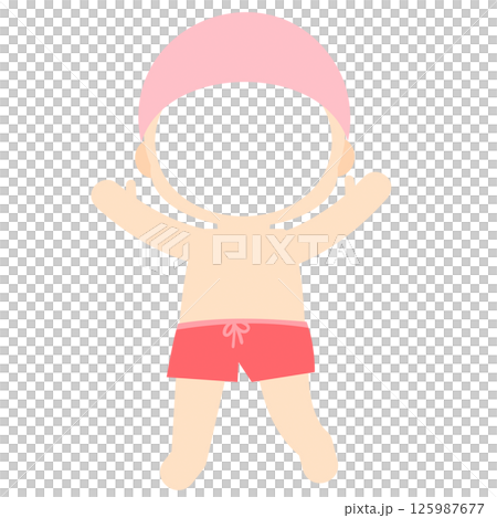 A character in a hot pink swimsuit with a face cutout 125987677
