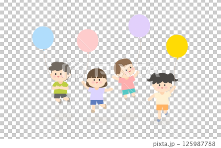 Illustration of children holding balloons 125987788