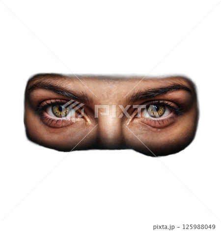Girl's view through the rearview mirror in the car 125988049
