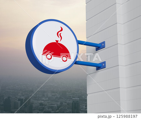 Business food delivery online concept, 3D rendering Business food delivery online concept, 3D rendering 125988197