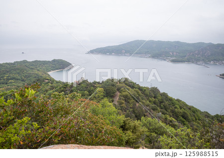 日本の岡山県笠岡市の白石島の美しい春の風景 125988515