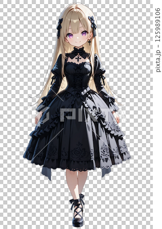 Smiling blonde girl in gothic dress 125989106