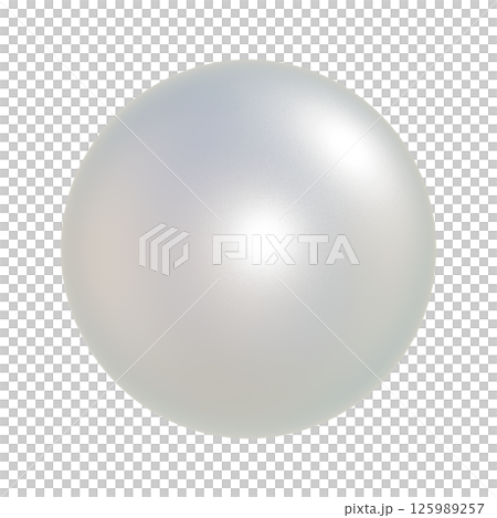 一顆白色珍珠的 3DCG 插圖，一顆珍珠 125989257