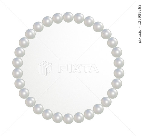 大粒な白いパールのぷっくりした丸いフレーム 透過されたプレートの3DCGイラスト 125989265