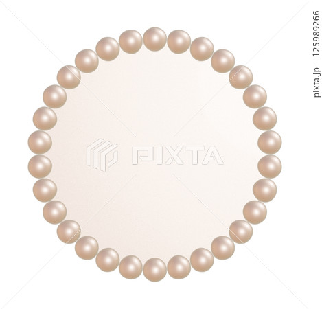 大粒なピンクのパールのぷっくりした丸いフレーム 透過されたプレートの3DCGイラスト 125989266