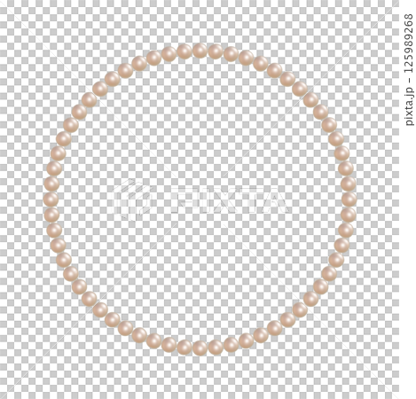 豐滿的圓形框架上鑲滿了粉紅色的小珍珠。項鍊的透明 3DCG 插圖。 125989268