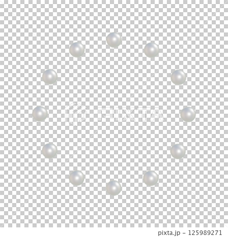 White pearls arranged at equal intervals in a circle. 3DCG illustration of transparent pearls. 125989271