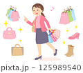 バーゲンセールの買い物に行く若い女性 125989540