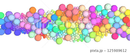 A gradient set of spheres consisting of triangular polygons are scattered in a chaotic order. Bright colors and soft shadows create a volumetric effect. The style is low-polygon 3D abstraction. A gradient set of spheres consisting of triangular polygons are scattered in a chaotic order. Bright colors and soft shadows create a volumetric effect. The style is low-polygon 3D abstraction. 125989612