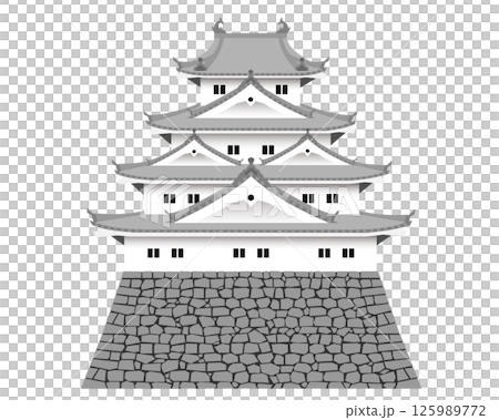 一座四層樓高的日本城堡的插圖 一座四層樓高的日本城堡的插圖 125989772
