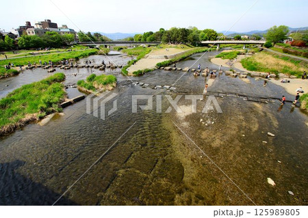 加茂川と高野川が交わる水辺の憩い場… 京都の『鴨川デルタ』こと【糺河原】 加茂川と高野川が交わる水辺の憩い場… 京都の『鴨川デルタ』こと【糺河原】 125989805