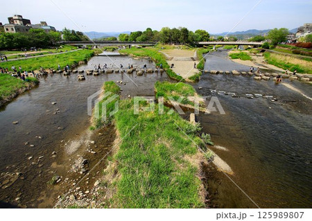 加茂川と高野川が交わる水辺の憩い場… 京都の『鴨川デルタ』こと【糺河原】 加茂川と高野川が交わる水辺の憩い場… 京都の『鴨川デルタ』こと【糺河原】 125989807