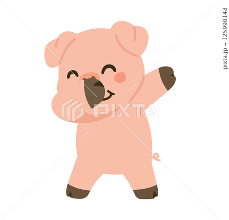 Cute dabbing pig cool cartoon 125990148