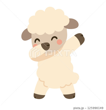 Cute dabbing sheep cool cartoon Cute dabbing sheep cool cartoon 125990149