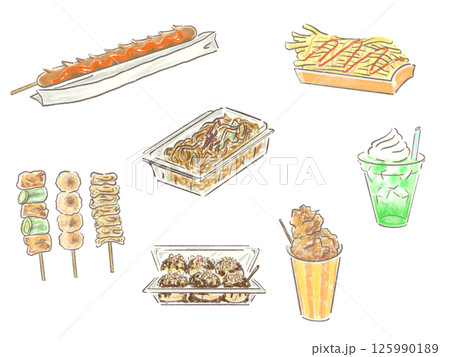 お祭りで食べたい 色々な食べ物 屋台メシ セット販売 お祭りで食べたい 色々な食べ物 屋台メシ セット販売 125990189