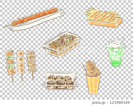 お祭りで食べたい 色々な食べ物 屋台メシ セット販売 お祭りで食べたい 色々な食べ物 屋台メシ セット販売 125990189