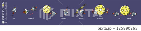Preposition of place. Rocket and the planet set Preposition of place. Rocket and the planet set 125990265