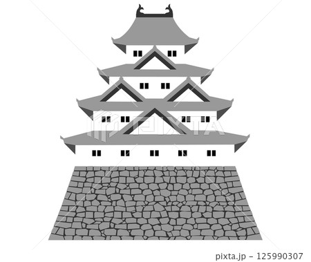 日本の城　四重四階の天守のイラスト 125990307