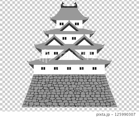 日本の城　四重四階の天守のイラスト 125990307