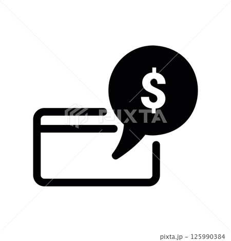 Credit Card with Speech Bubble Containing a Dollar Sign for Costs 125990384