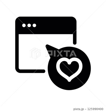 Browser Window with Speech Bubble Heart for Online Interaction Browser Window with Speech Bubble Heart for Online Interaction 125990400