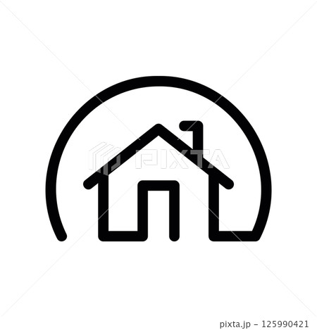 House Symbol Enclosed within a Protective Dome or Circular Shape House Symbol Enclosed within a Protective Dome or Circular Shape 125990421