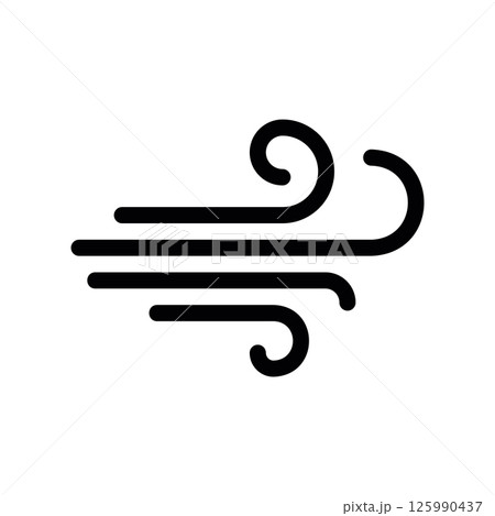 Strong Wind Gust Icon with Swirling Air Current Lines Strong Wind Gust Icon with Swirling Air Current Lines 125990437